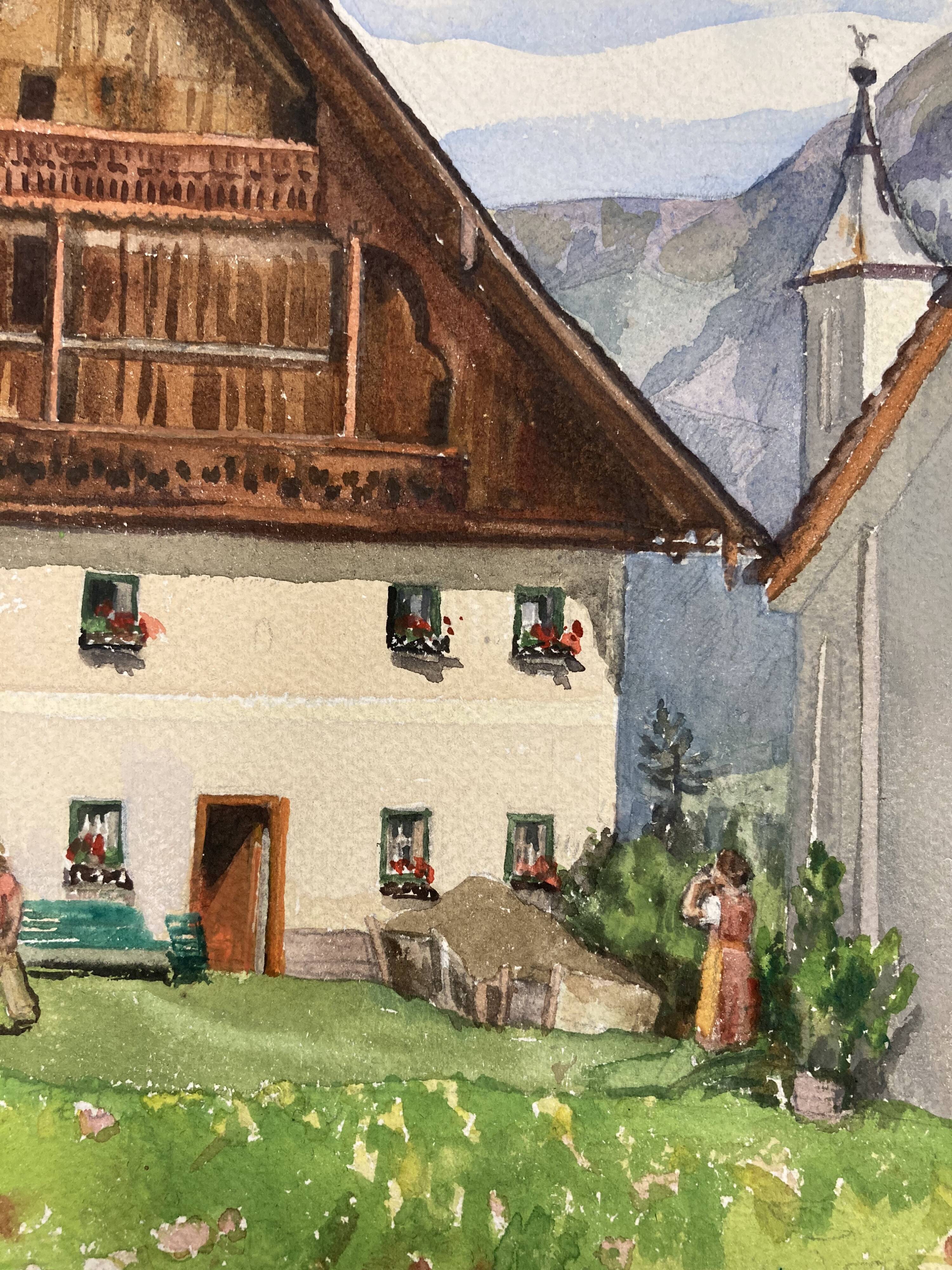 Vintage mountain watercolor