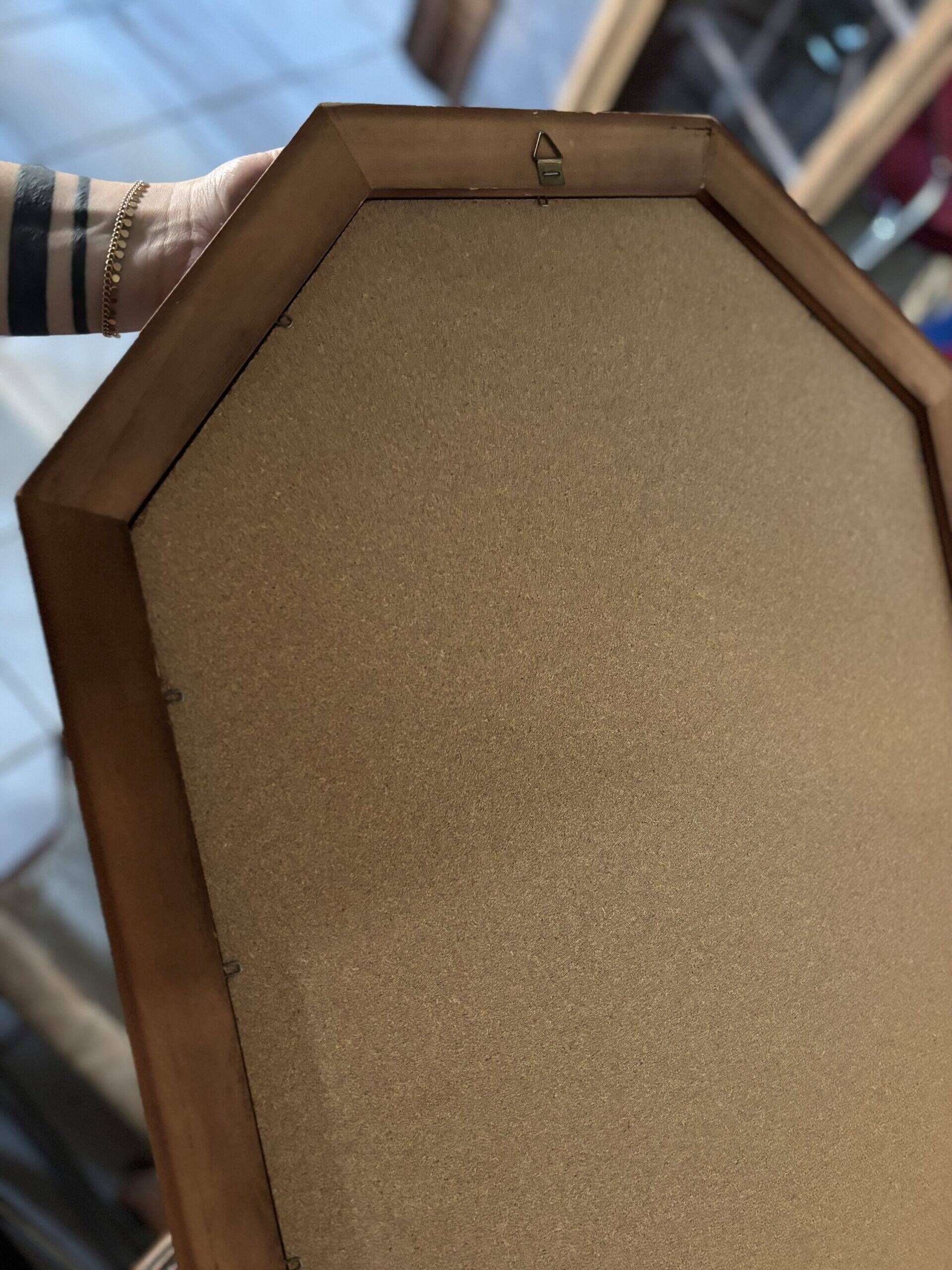 Octagonal wooden mirror