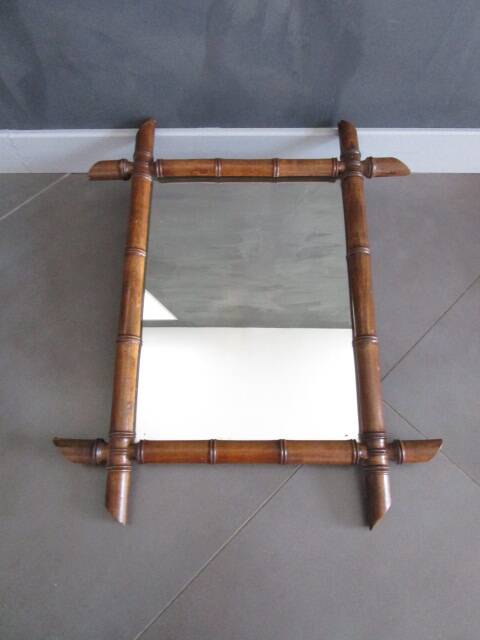 Miroir bambou ancien 57x47cm