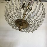 Lustre corbeille cristal et laiton