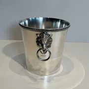 Silver-plated champagne bucket Orfèvrerie Saint-Médard. Handles in the shape of heads.