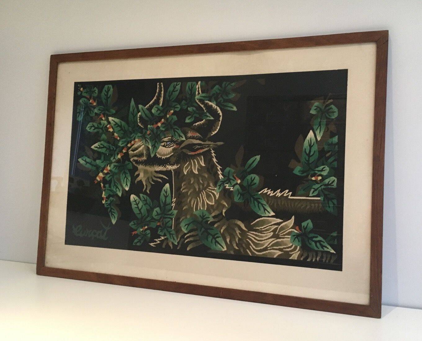 Print depicting a ram. French work signed by Jean Lurçat. Around 1970.