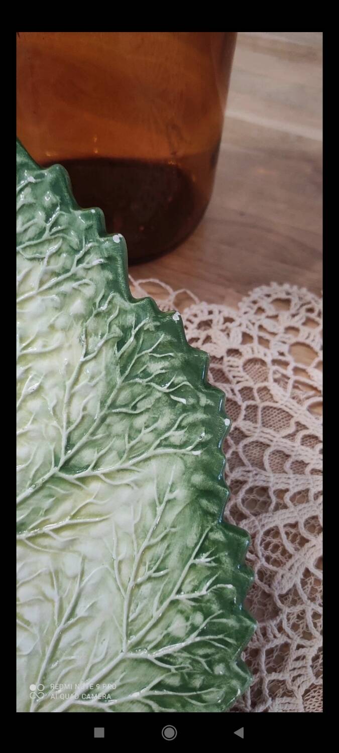 Cabbage leaf plate Barbotine