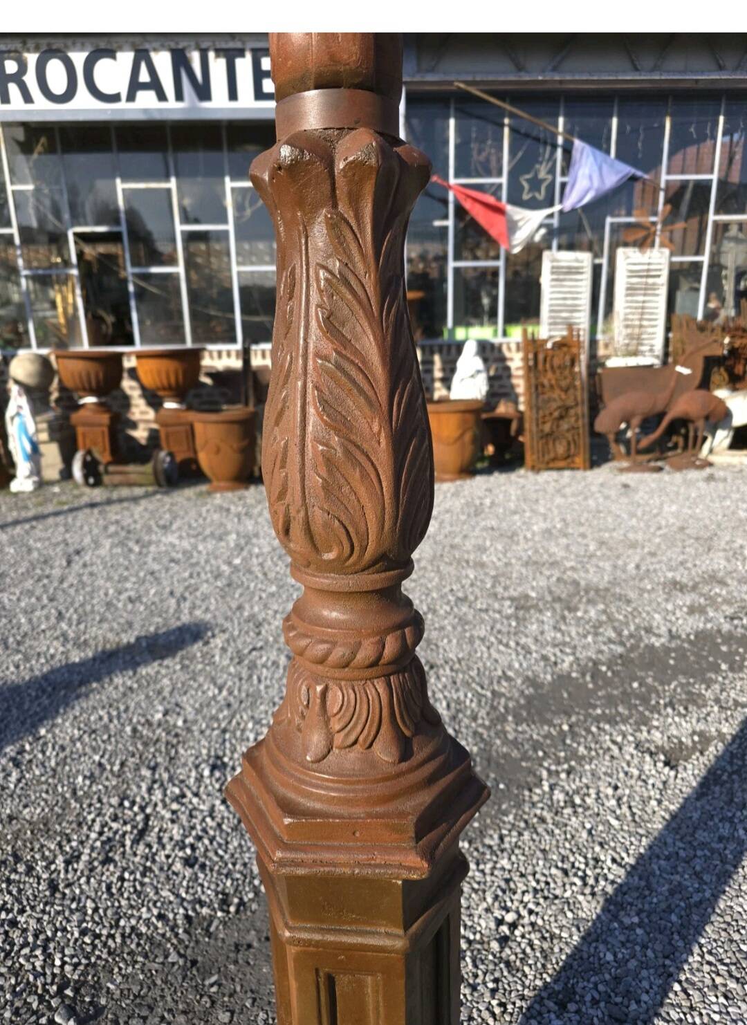 Cast iron street lamp with a lantern
