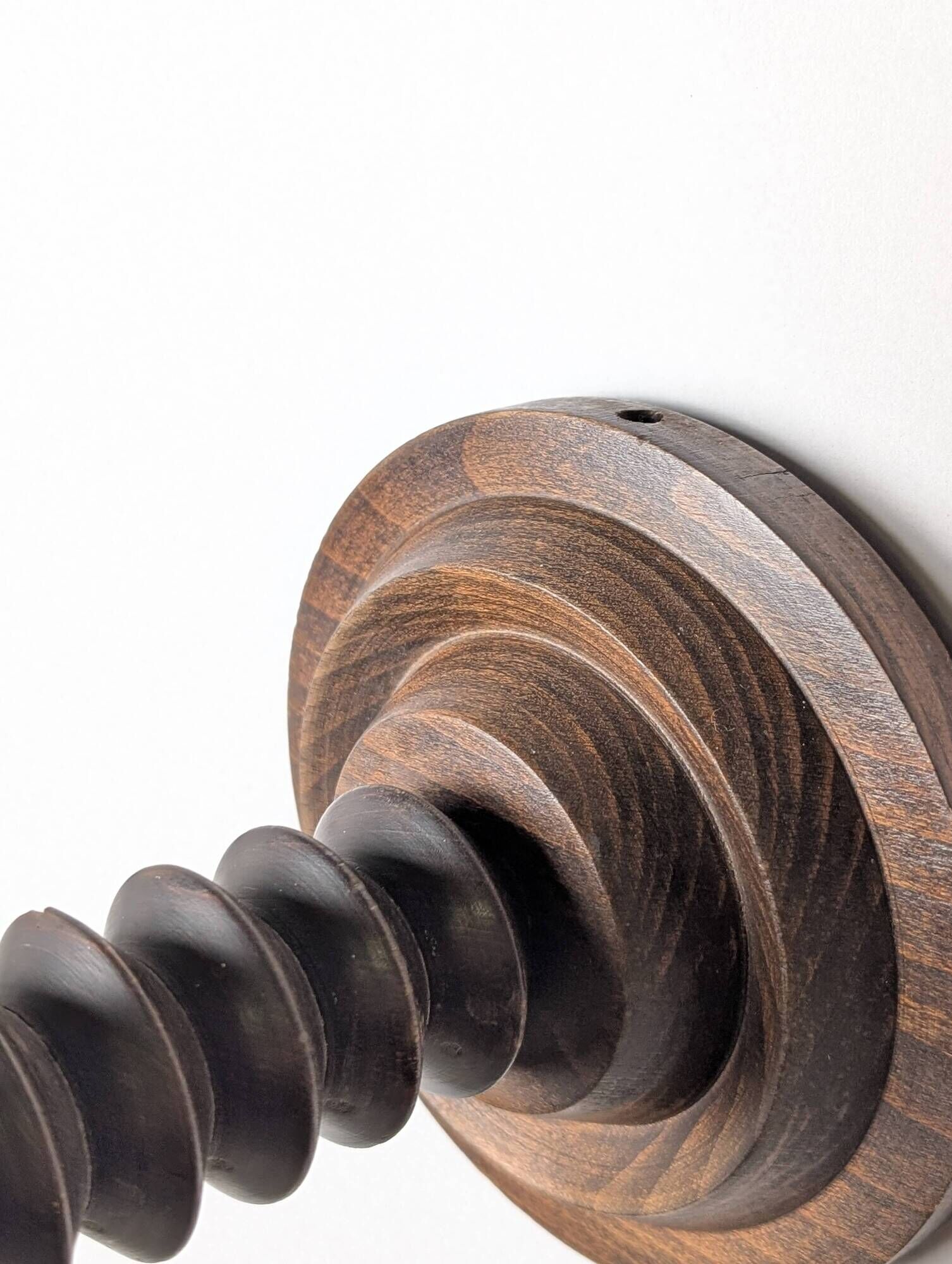 Pair of Charles Dudouyt French Turned Wood Wall Sconces, 1940s