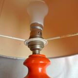 Orange lamp in vintage turned wood