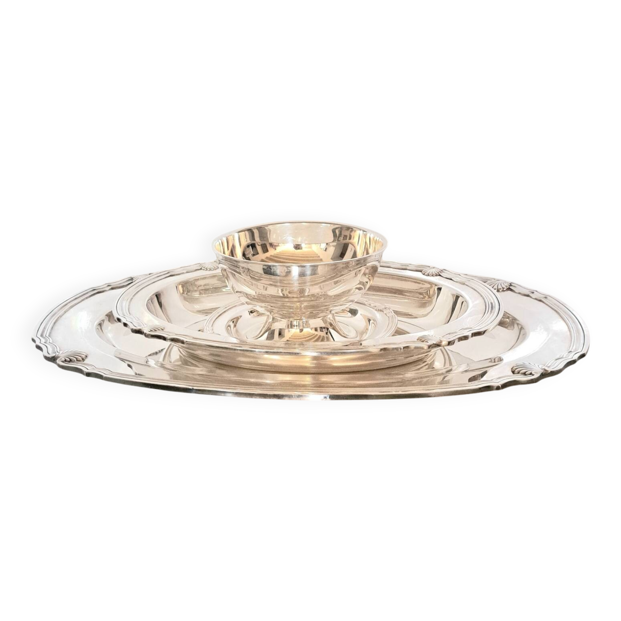 Three dishes Signed Christofle Gallia collection