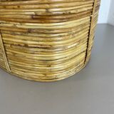 Mid-century rattan and brass bauhaus waste paper bin, france, 1960s