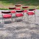 Set of 6 folding chairs from the 70s tweed and chrome metal