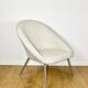 Beige ivory shell armchair from the 70s on grey metal legs - beautiful