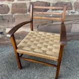 Vintage armchair in wood and rope, 1960s