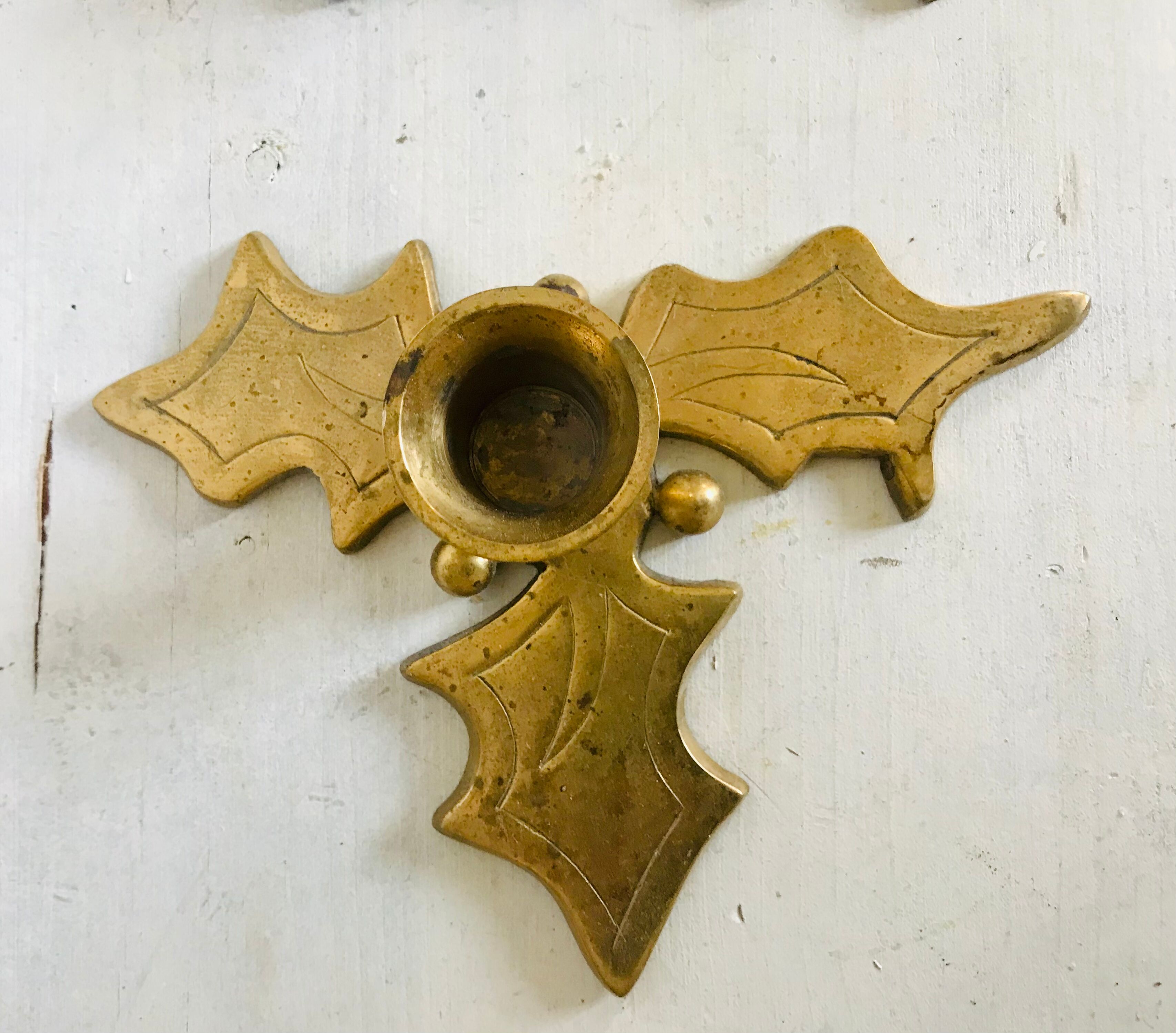 Pair of brass candle holders