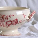 Salad bowl, soup tureen in pink ironware Sarreguemines "Favori" service, 19th century