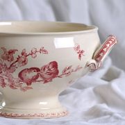 Salad bowl, soup tureen in pink ironware Sarreguemines "Favori" service, 19th century