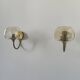 Pair of vintage wall lights in brass and smoked glass, France, 1970.