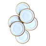 6 assiettes à dessert Giraud en porcelaine de Limoges blanche et dorée