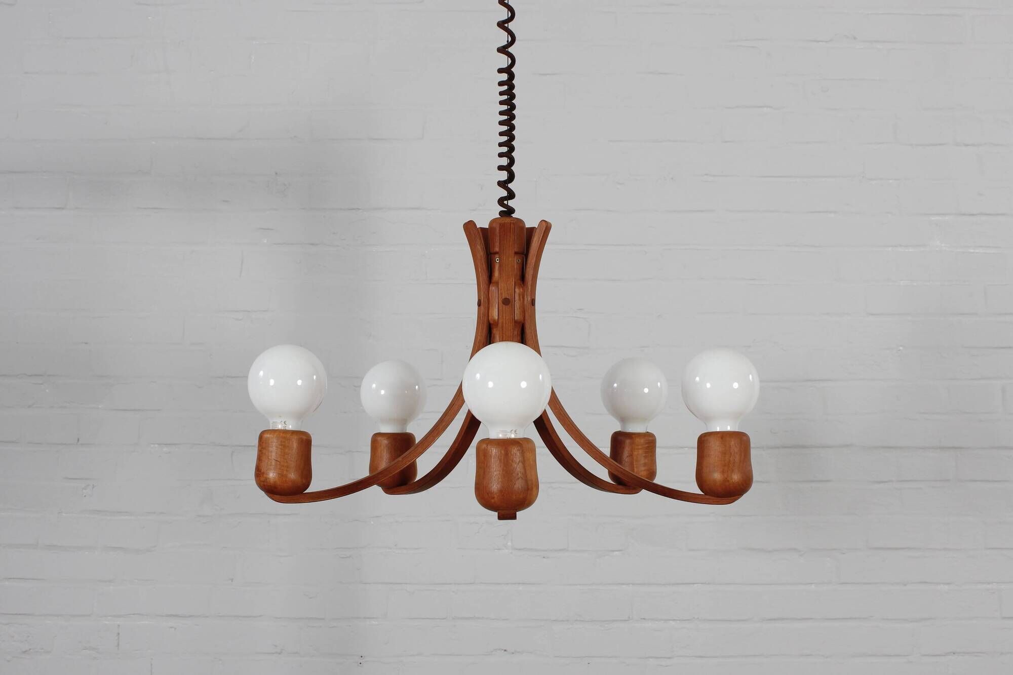 Vintage teak Candela pendant lamp Domus Danish design