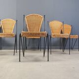 Chaises en osier par Frederick Weinberg, années 1960, lot de 6