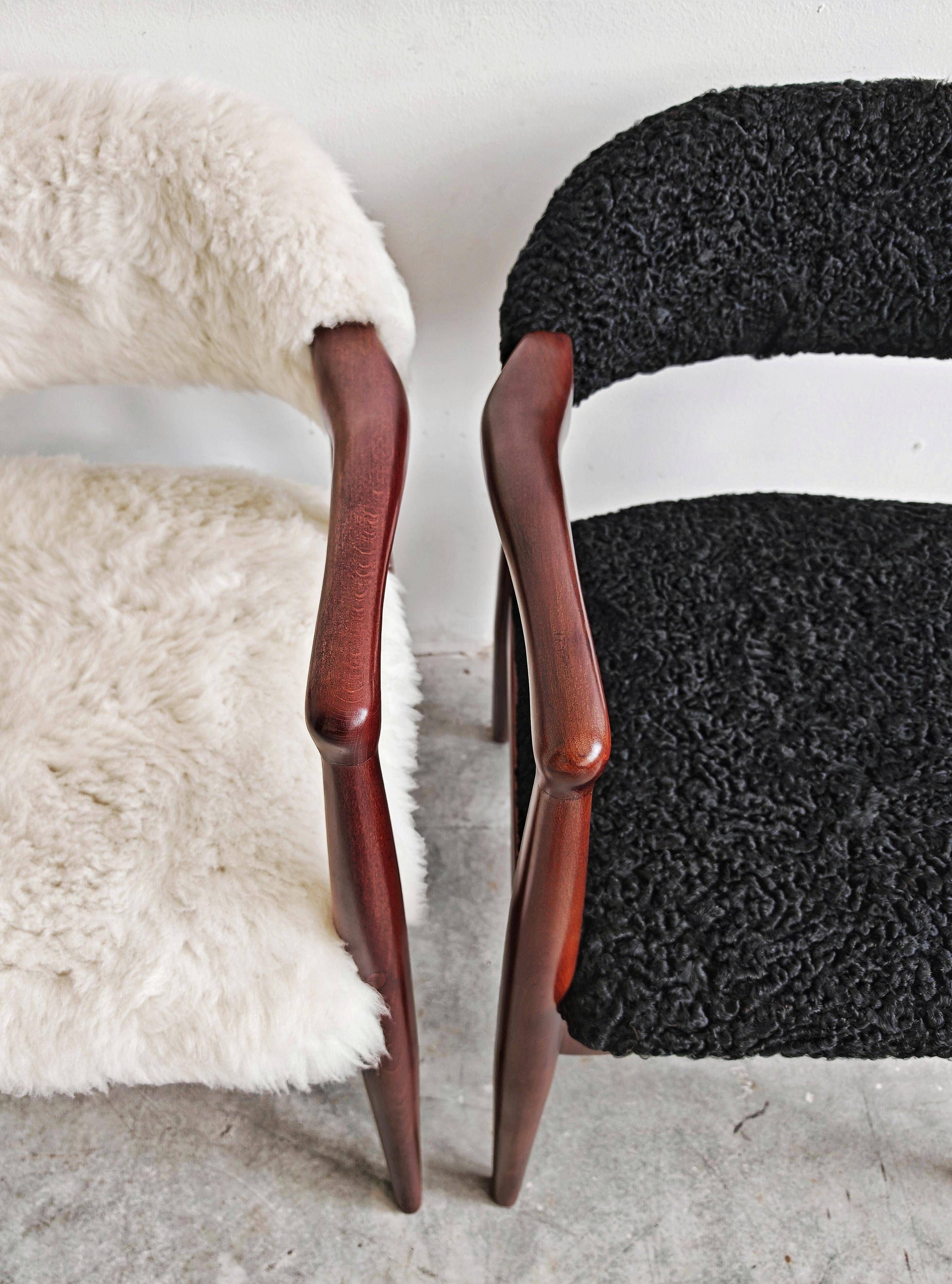 Mid Century Modern armchair in astrakhan lambskin, Yugoslavia 1960s