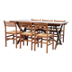 Set of six walnut and rattan dining chairs