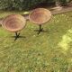 Pair of bamboo and iron pod swivel chairs, 1960s