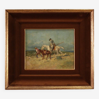 Signed painting from the 20th century, Don Quixote and Sancho Panza