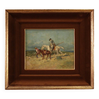 Signed painting from the 20th century, Don Quixote and Sancho Panza