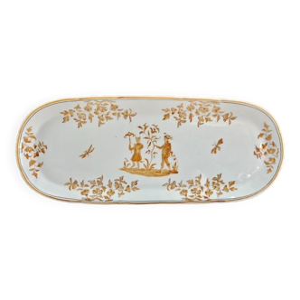 Ancien plat à cake gâteau oblong Longchamp décor Moustiers Olérys