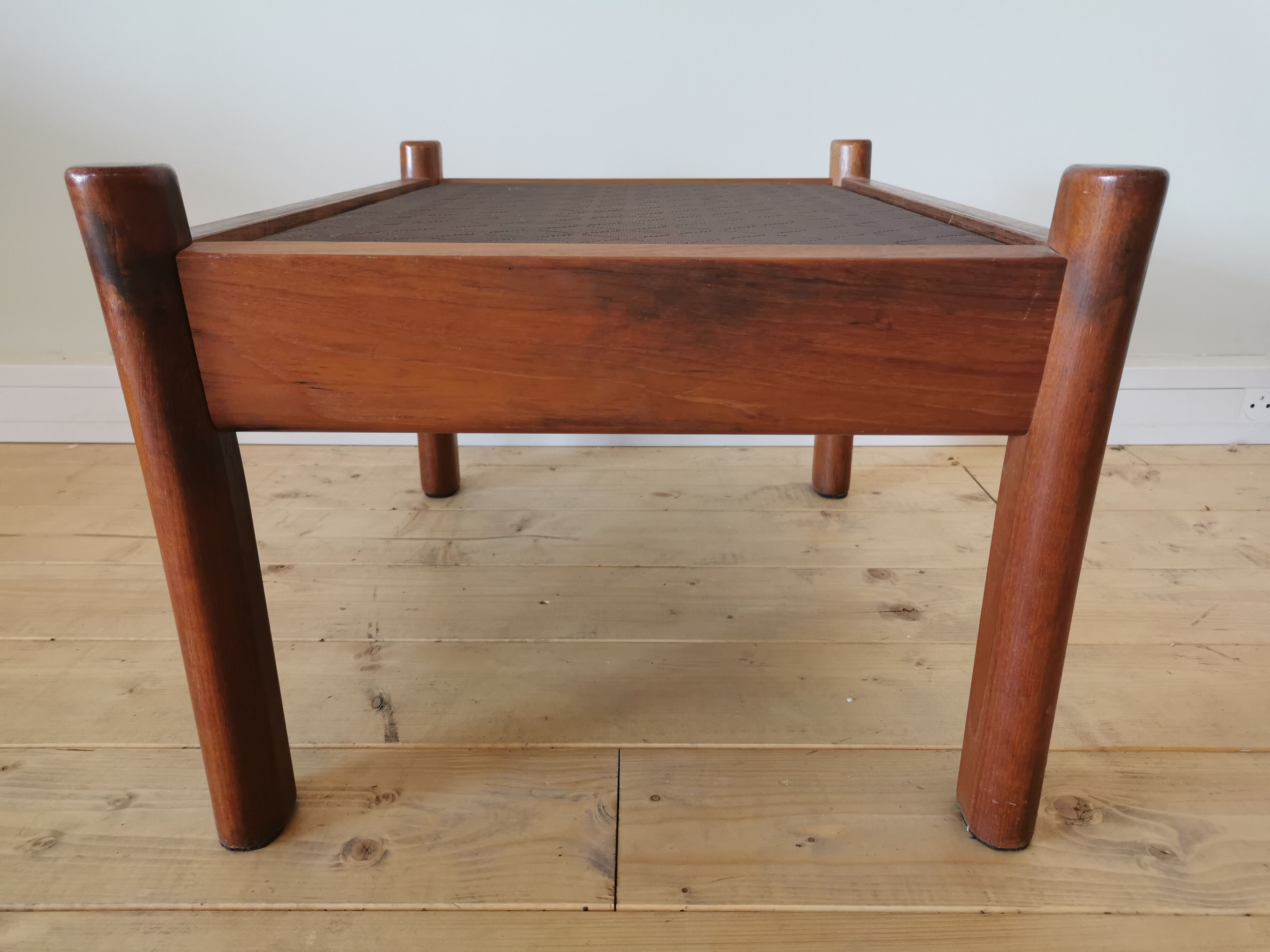 Pair of Dyrlund leather footrest 60s leather
