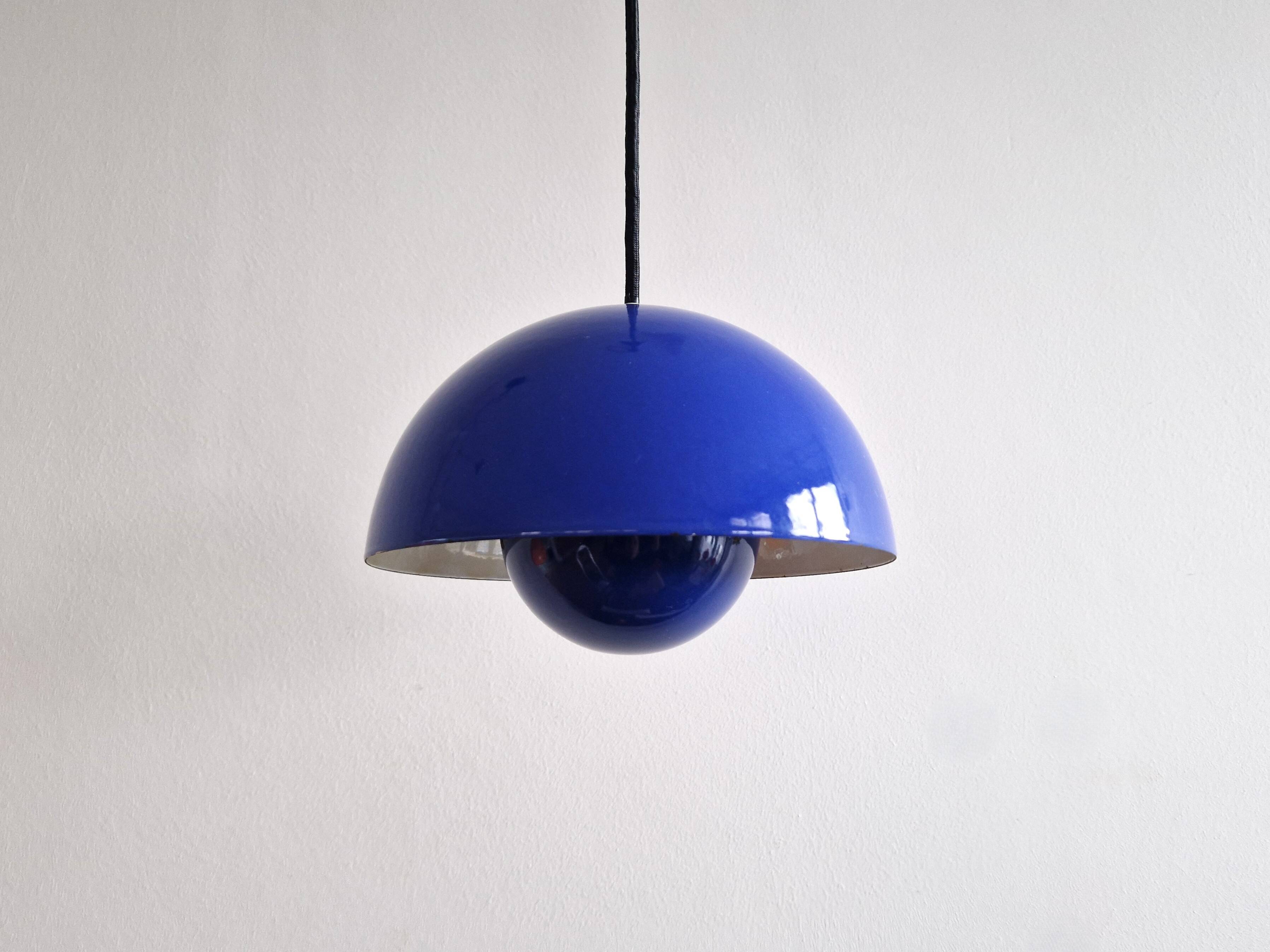 Blue Flowerpot pendant lamp by Verner Panton for Louis Poulsen, Denmark 60s