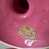 Grande coupe sur pied faïence Digoin rose