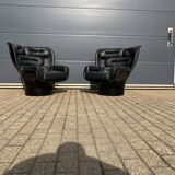 2x Chaise Joe Colombo Elda Longhi noir sur noir, état showroom !