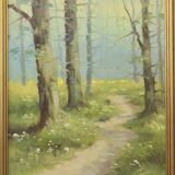 Vintage gold frame painting forest