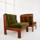 Guilleumas armchair. Upholstered in olive green velvet. Spain 70s