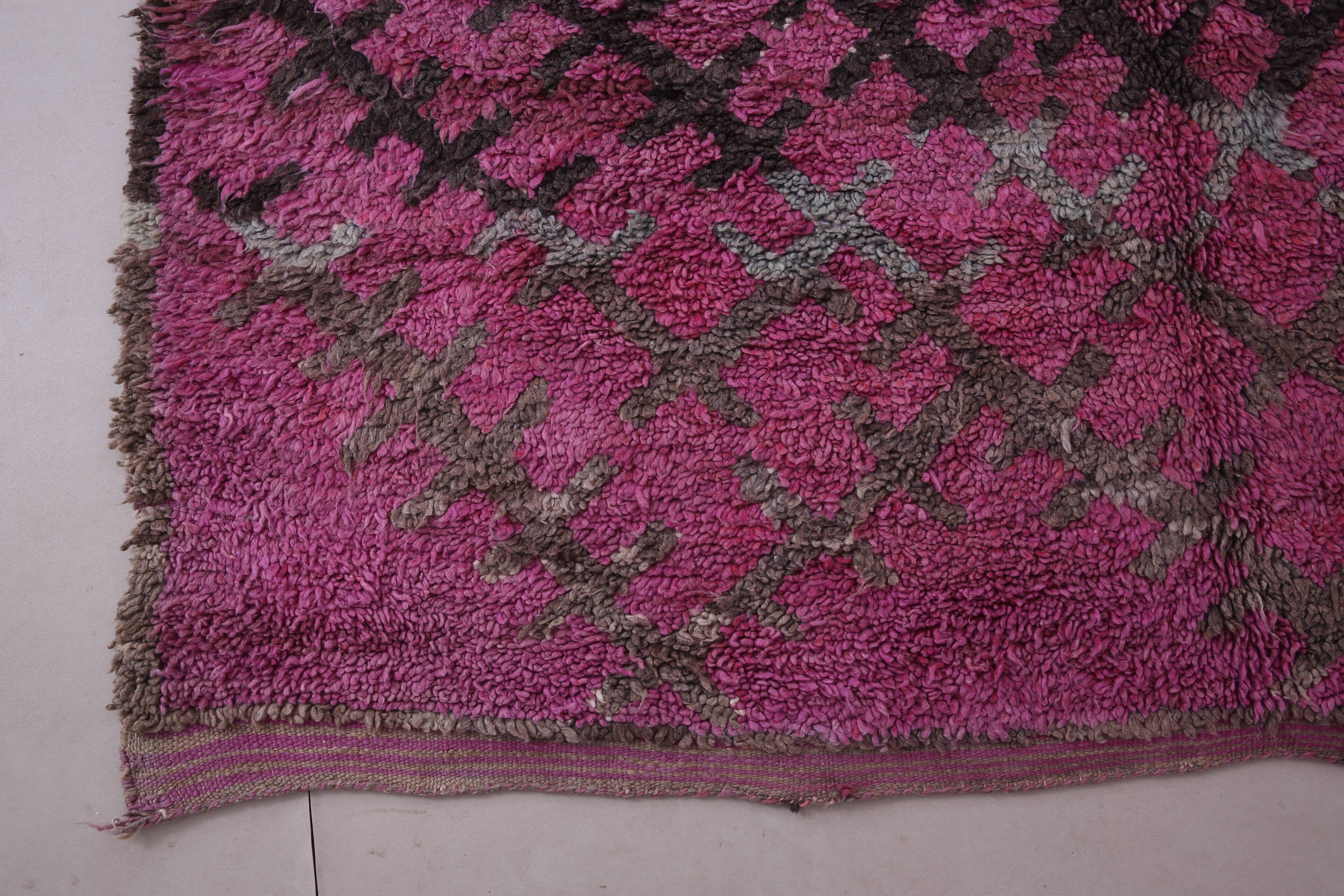 Purple Vintage Moroccan Rug 185 x 437 cm - Large Berber Wool Rug Handmade