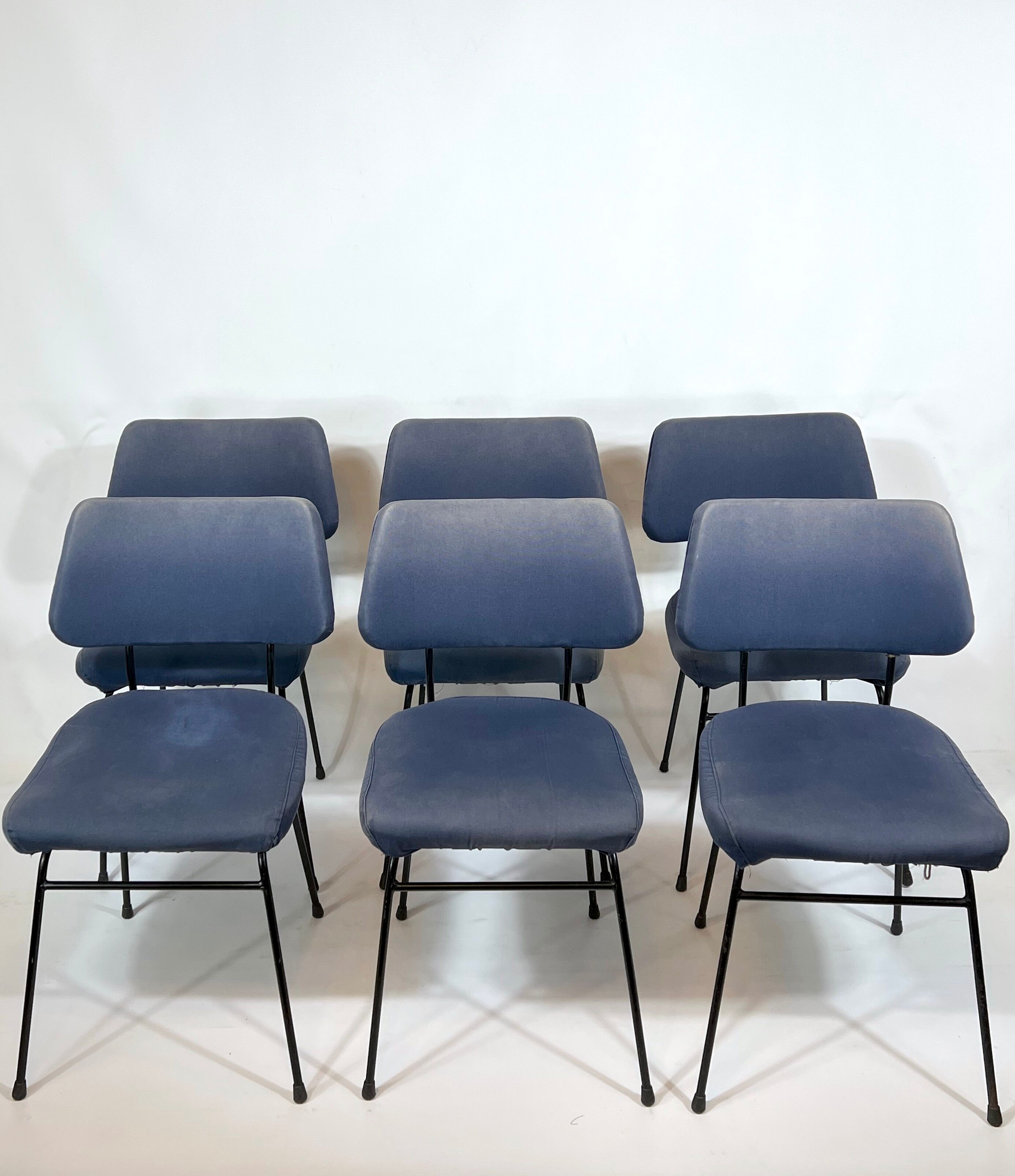 Erberto Carboni for Arflex, Set of six Delfino dining chairs. 1950s