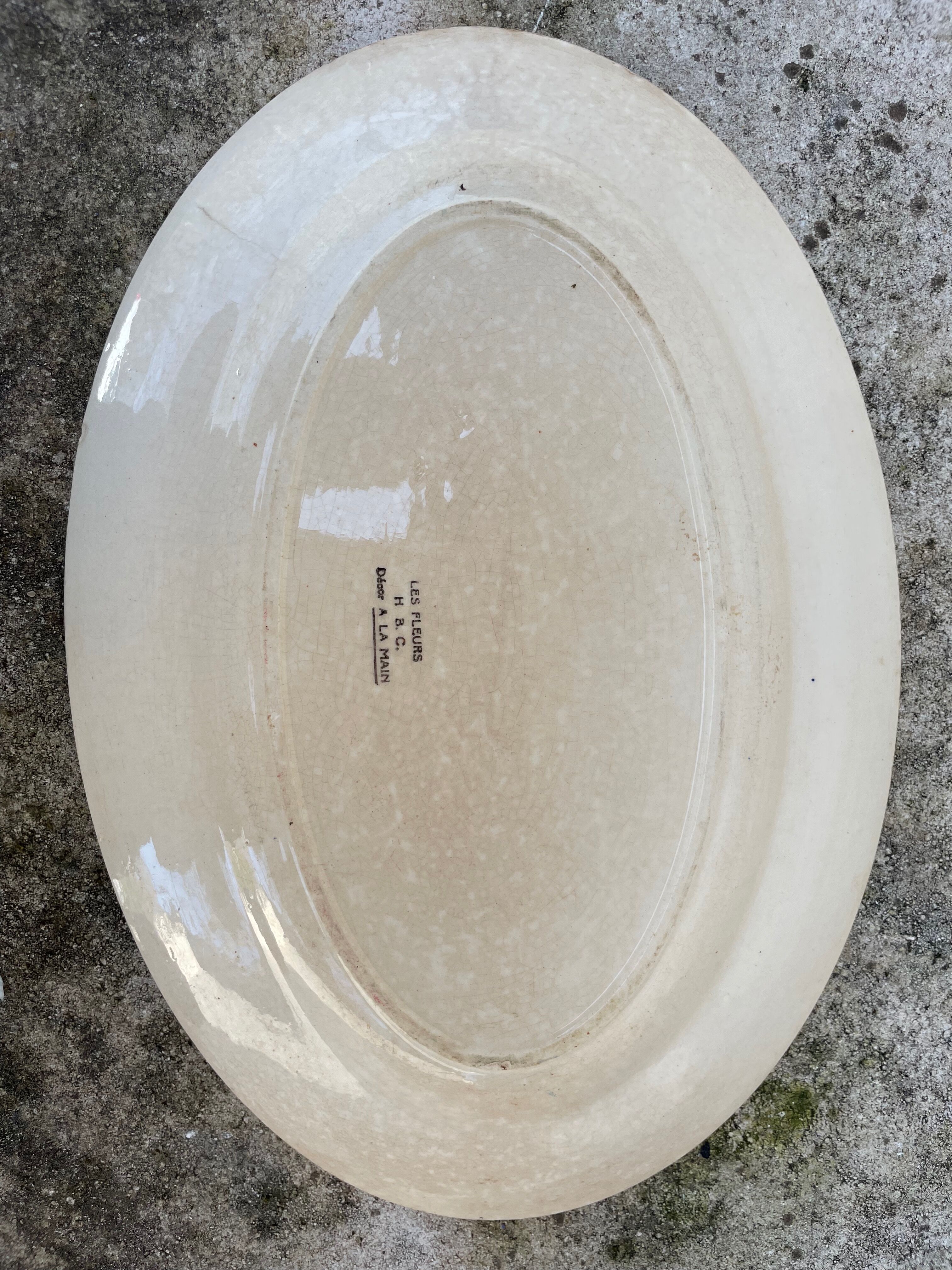 Large floral pattern dish HBC Choisy-le-Roi