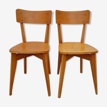 Lot of 2 beech bistro chairs