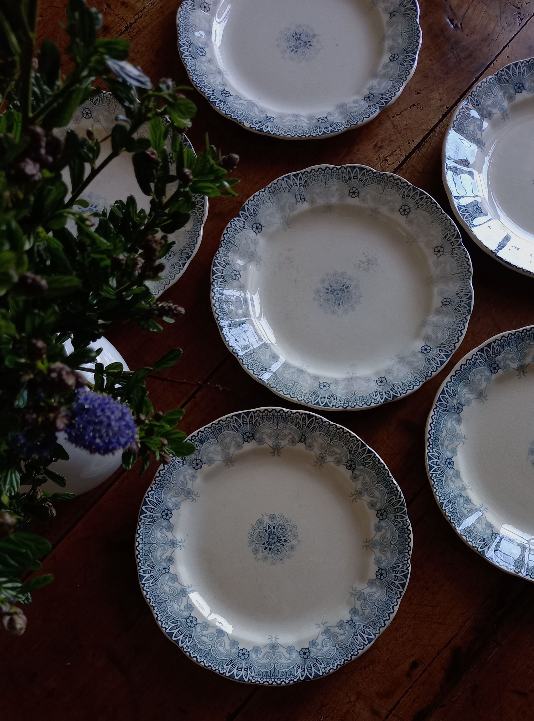 Set of 6 plates iron earth H Boulenger Choisy-le-Roi
