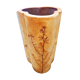 Trilobed vase herbarium motif, sandstone, signed Raymonde Leduc (Vallauris, 60s)