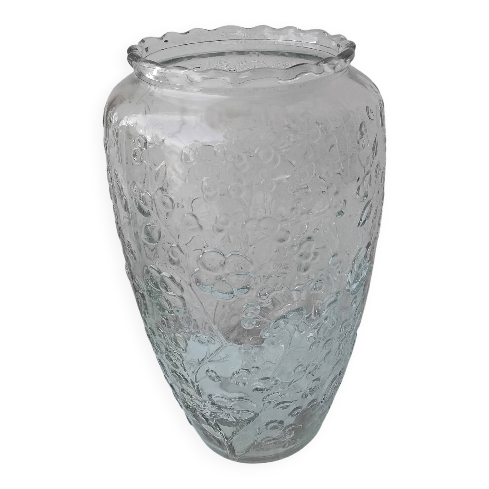 Vase en verre pressé moulé
