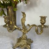 Pair of bronze rocaille candlesticks