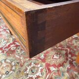 Flat desk with sliding shelves – Louis XVI style – Mahogany, leather and lace