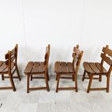 Vintage brutalist dining chairs, set of 4 - 1960s