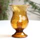 Organic amber bubble glass candle holder, 70s