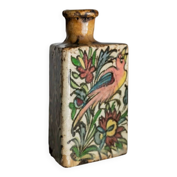 Multicolored Terracotta Bottle from Qajar Dynasty Iran, 19th Century – Hand-Painted, Unique Decorative Piece