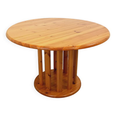 Table à manger ronde scandinave vintage style Rainer Daumiller en pin