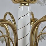 Lustre en céramique, laiton et verre de Murano des années 1970