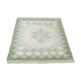 Tapis à vagues plates suédoises Teppich en vert années 1960 198 X 142 cm