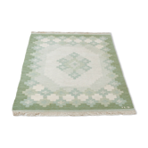 Swedish flat wave carpet Teppich in green, 1960s